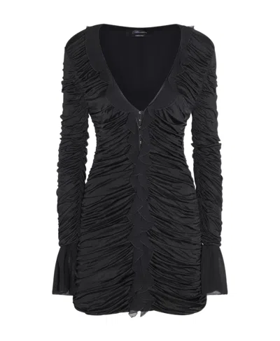 Blumarine Long Sleeved Dress In Black