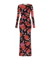 Blumarine Fine Jer Printed Maxi Dress In Black