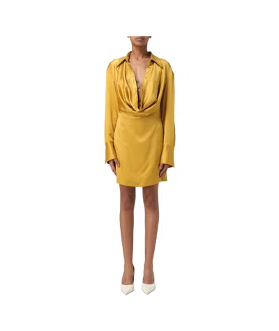 Blumarine Long Sleeved Dress In Brown
