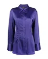 Blumarine Purple Satin-effect Fitted Shirt In Blue