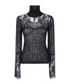 Blumarine Turtle Neck Knit With Lace Sweater In Animal Print