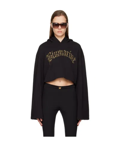 Blumarine Long-sleeved Hoodie In Black