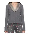 Blumarine Gray Faux-fur Collar Cardigan In Gray