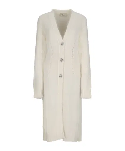 Blumarine Long-sleeved, Long Cardigan In White