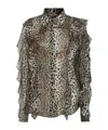 Blumarine Silk Chiffon Leopard Shirt In Animal Print