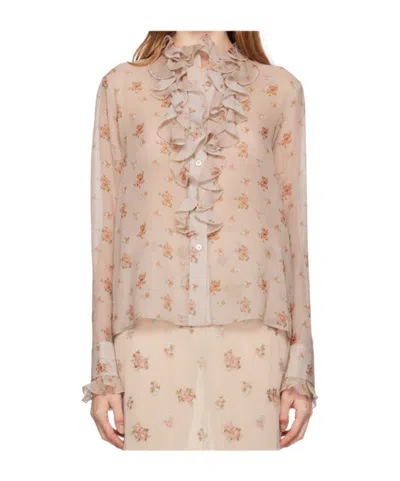 Blumarine Long-sleeved Shirt In Nude