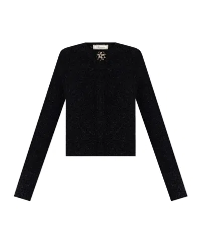 Blumarine Long-sleeved Sweater In Black