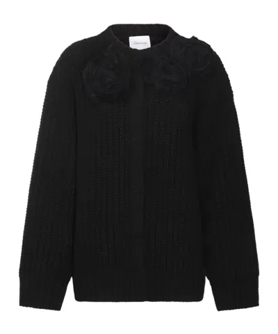 Blumarine Long-sleeved Sweater Cardigan In Black