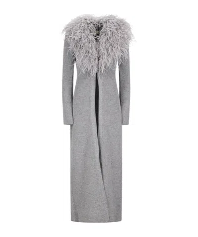 Blumarine Long-sleeved Sweater In Gray