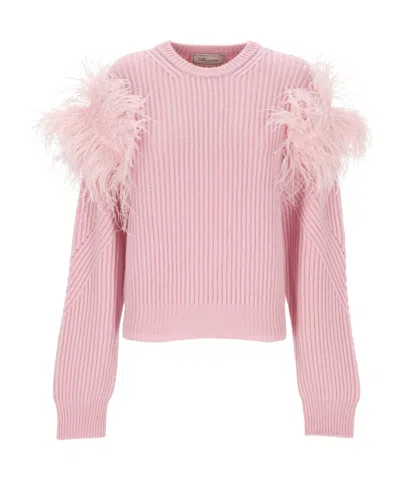 Blumarine Long-sleeved Sweater In Pink
