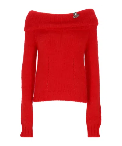 Blumarine Long-sleeved Sweater In Red