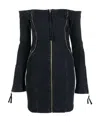 Blumarine Off-shoulder Zip-up Denim Dress In Black