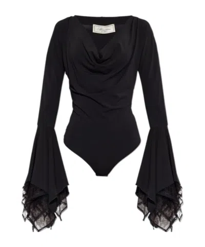 Blumarine Long-sleeved Bodysuit In Black