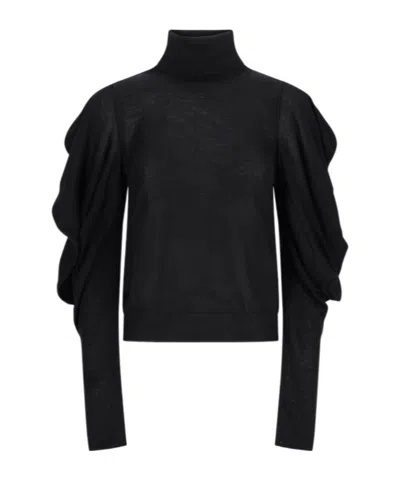 Blumarine Long-sleeved Sweater In Black