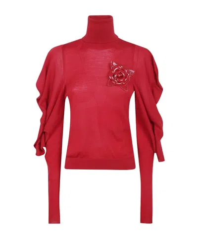 Blumarine Long-sleeved Sweater In Red