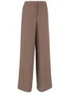 Blumarine Loose-fit Gabardine Trousers With Concealed Closure In Brown