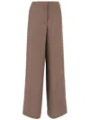 Blumarine Loose-fit Gabardine Trousers With Concealed Closure In Brown