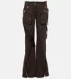 Blumarine Low-rise Denim Cargo Pants In Chocolate