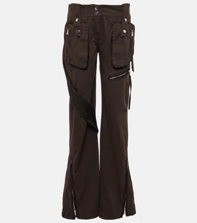 Blumarine Low-rise Denim Cargo Pants In Chocolate