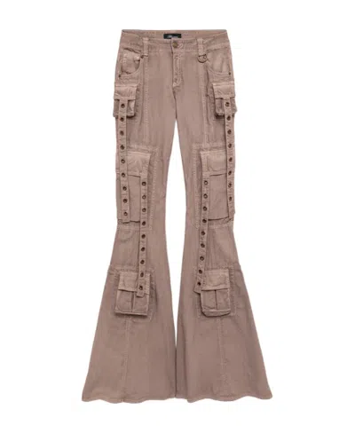 Blumarine Low-rise Flared Cargo Trousers In Brown