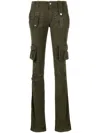 Blumarine Low-rise Skinny Cargo Trousers In Green