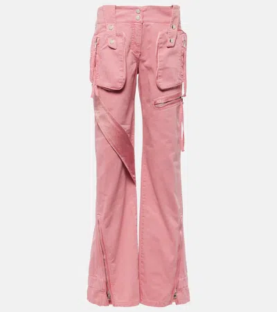 Blumarine Low-rise Straight Cargo Jeans In Bubblegum