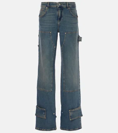 Blumarine Low-rise Tapered Jeans In Blau