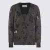 Blumarine Wool Blend Cardigan With Rhinestones In Gray