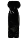 Blumarine Feather-trimmed Faux Leather Midi Dress In Black