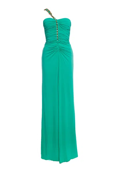 Blumarine Maxi Dress In Turquoise In Blue