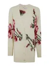 Blumarine Off-white Jacquard Roses Cardigan In White