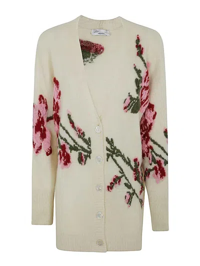 Blumarine Maxi Sweater Dahlia Cardigan In White