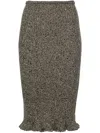Blumarine Mélange Ruffled Ribbed Midi Skirt In Neutrals