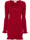 Blumarine Ruffled Ribbed Mini Skirt In Red
