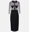 Blumarine Mesh And Satin Midi Dress In Black
