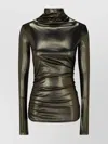 Blumarine Metallic Cut-out Detail Turtleneck Top