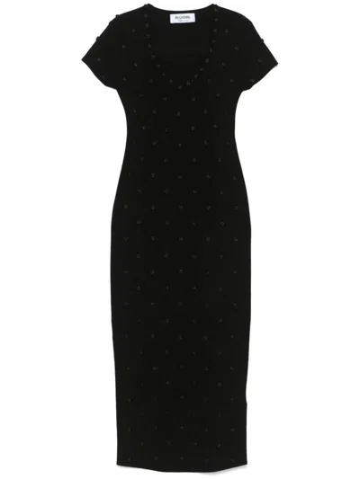 Blumarine Midi Black Dress With Embellishments