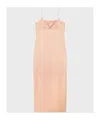 Blumarine Pink Satin Rhinestone Midi Dress In Nude