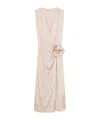 Blumarine Midi Dress In Twill With 3d Flower In Pink
