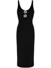 Blumarine Midi Dress With Cut-outs And Roses In Black