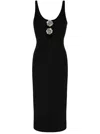 Blumarine Midi Dress With Decorative Rose Embellishments In Black