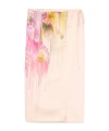 Blumarine Midi Skirt In Duchesse With Liquid Flower Print In Nude