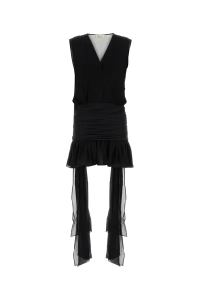 Blumarine Women Black Georgette Mini Dress