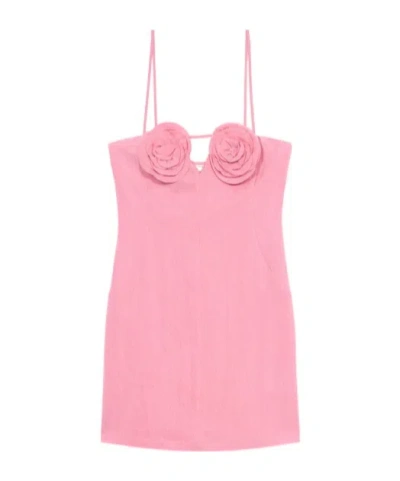 Blumarine Mini Dress With Rose Details In Pink