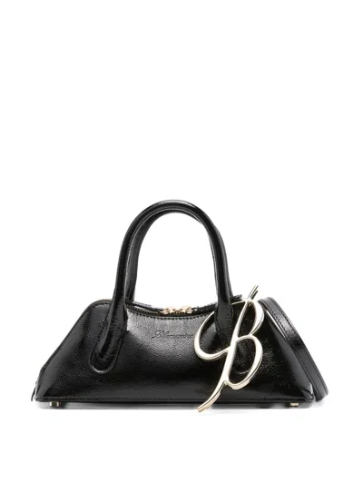 Blumarine Kiss Me Leather Tote Bag In Black