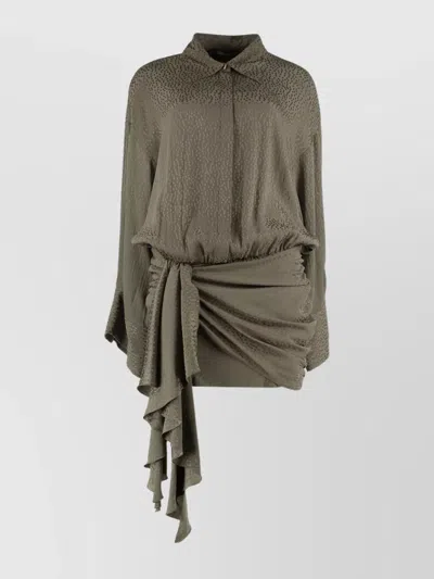 BLUMARINE MINI SILK DRESS ASYMMETRIC HEM