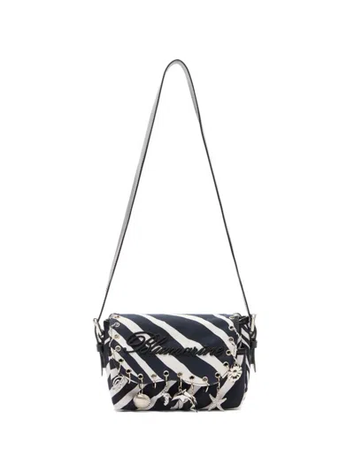 Blumarine Mini Striped Shoulder Bag In White