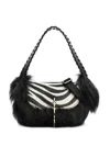Blumarine Mini Zebra-print Shoulder Bag In Black