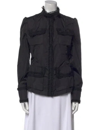 Pre-owned Blumarine Mock Neck Long Sleeve Blouse In Black