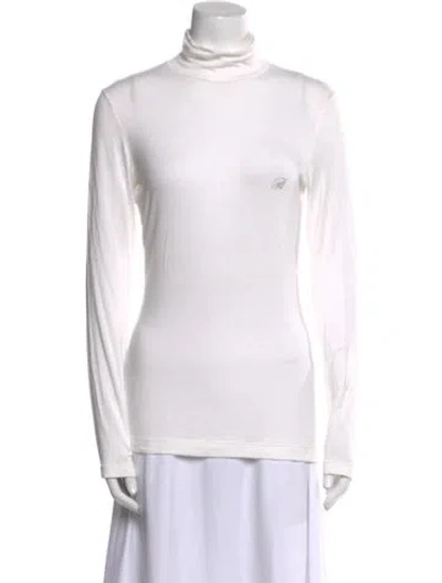 Pre-owned Blumarine Mock Neck Long Sleeve Top In White